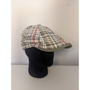 Woolrich Plaid Flat Cap Mens L 23" Cotton Ivy Newsboy Driving Cabbie Hat